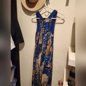 Blue and tan dress